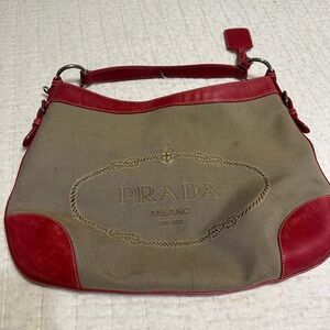 Authentic Prada! Canvas Logo Shoulder Bag